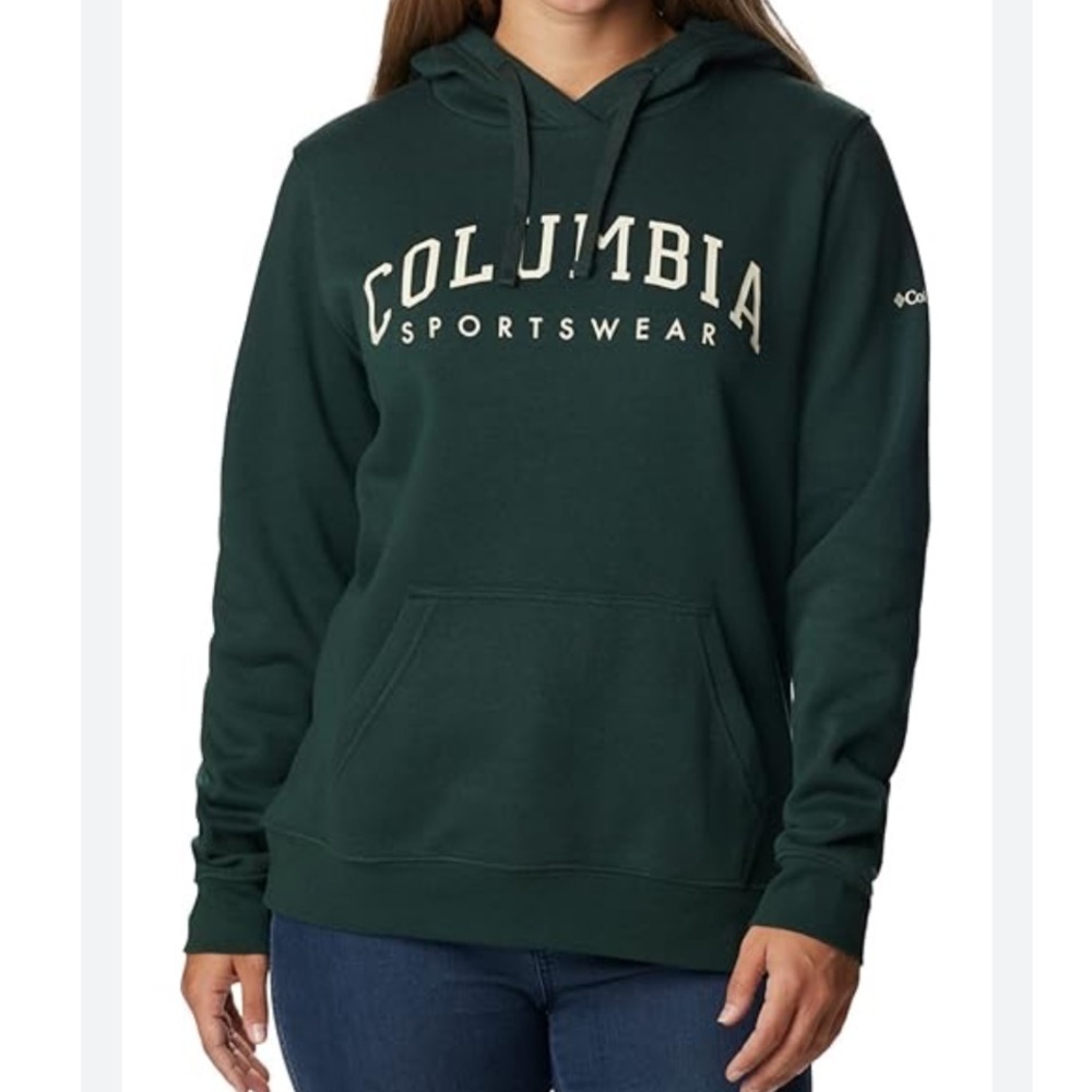 Columbia Trek Graphic Hoodie Spruce Green Logo Spellout Size Small Comfy Lounge